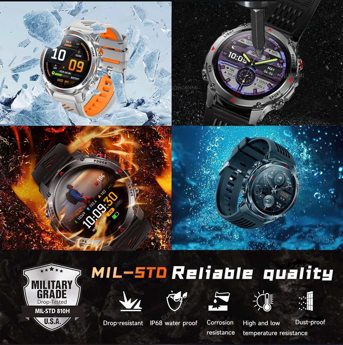 “2025 GPS Smartwatch 1.46” – Fitness, Compass, BT Call & Waterproof”