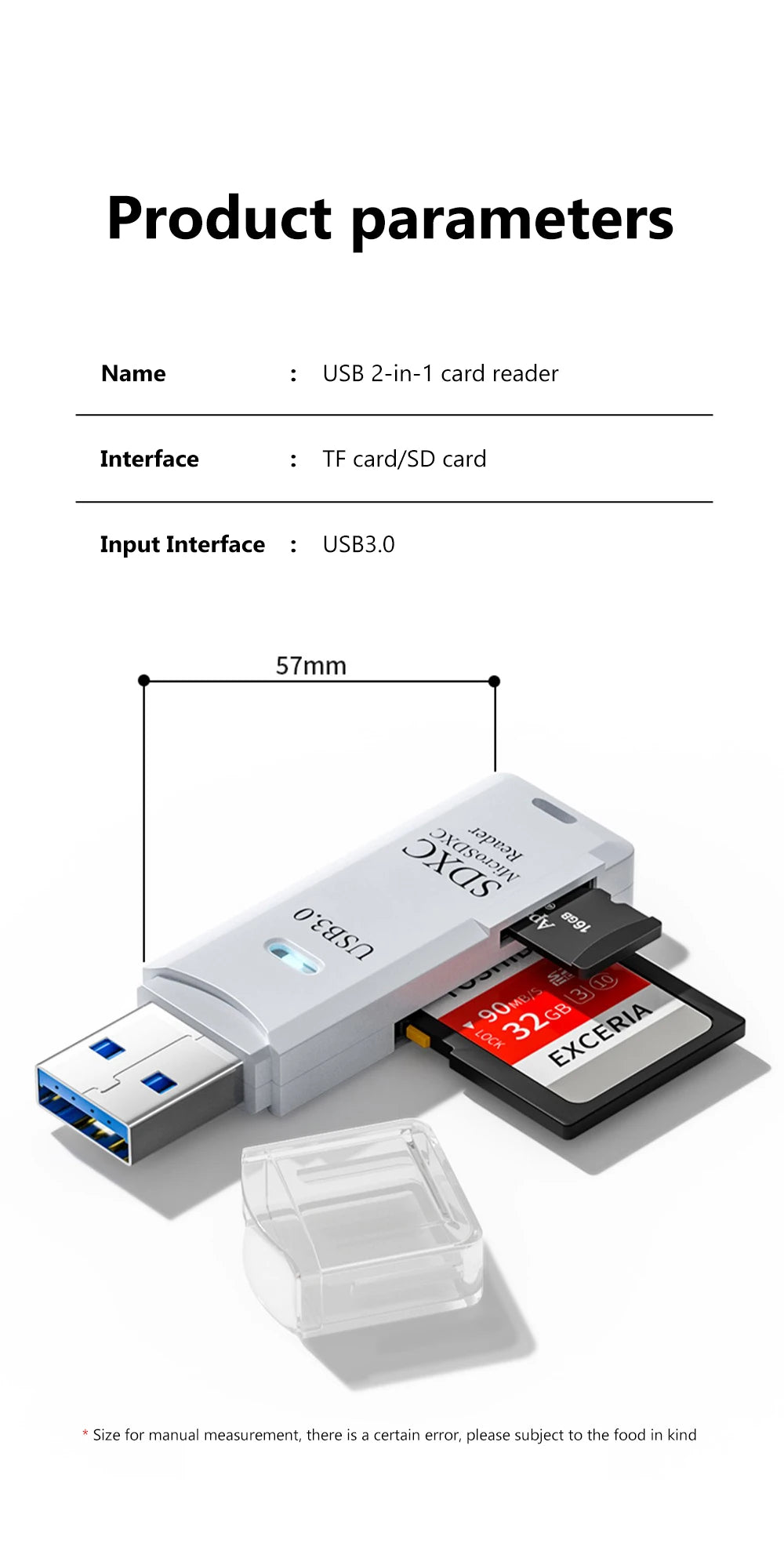 2-in-1 USB 3.0 SD & TF Card Reader – Fast Memory Adapter for PC & Laptop