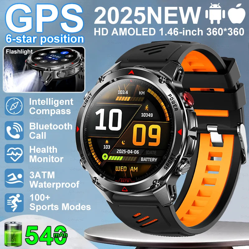 “2025 GPS Smartwatch 1.46” – Fitness, Compass, BT Call & Waterproof”