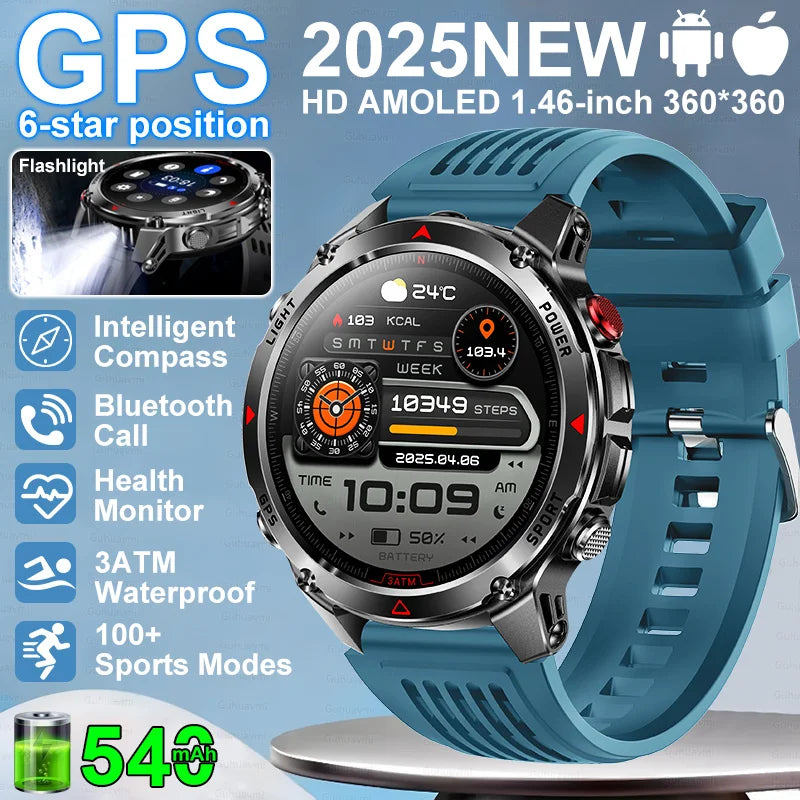 “2025 GPS Smartwatch 1.46” – Fitness, Compass, BT Call & Waterproof”