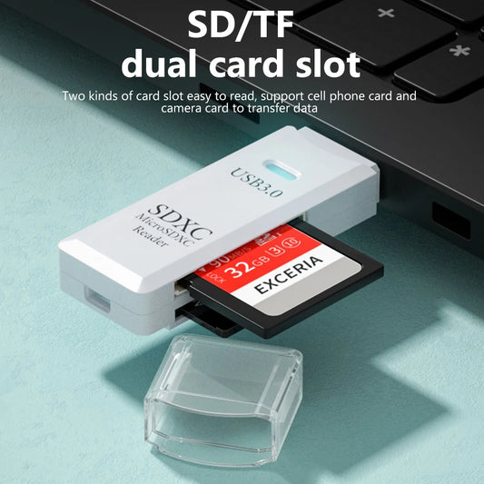 2-in-1 USB 3.0 SD & TF Card Reader – Fast Memory Adapter for PC & Laptop